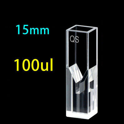 Quartz 10mm Fluorescence Ultra-Micro Cuvette, 100ul, Standard 80, Four-Way Light, PTFE Cap, 1pc/ea, C104CD2