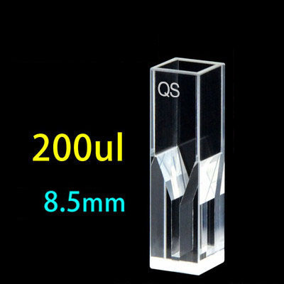 Quartz 10mm Fluorescence Ultra-Micro Cuvette, 200ul, Standard 80, Four-Way Light, PTFE Cap, 1pc/ea, C104CD3