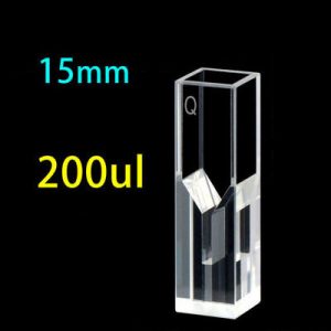 Quartz 10mm Fluorescence Ultra-Micro Cuvette, 200ul, Standard 80, Four-Way Light, PTFE Cap, 1pc/ea, C104CD5