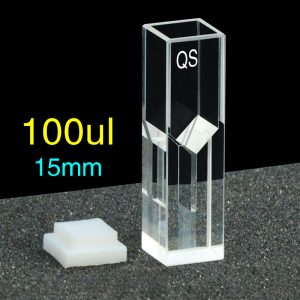 Quartz 10mm Ultra-Micro Cuvette, 100 µl, Standard 80, Four-Way Light, PTFE Cap, Z=15mm, 1pc/ea, C104CD8