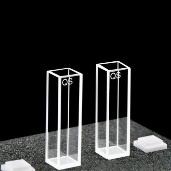 Quartz 10mm Standard Cuvette, 3.5ml, Molded 83, Four-Way Light, PTFE Cap, Pack of Two, C104CE1