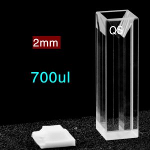 Quartz 10mm Fluorescence Micro Cuvette, 700ul, Molded 83, Four-Way Light, PTFE Cap, 1pc/ea, C104CE11