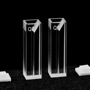 Quartz 10mm Fluorescence Micro Cuvette, 350ul, Molded 83, Four-Way Light, PTFE Cap, Pack of Two, C104CE14