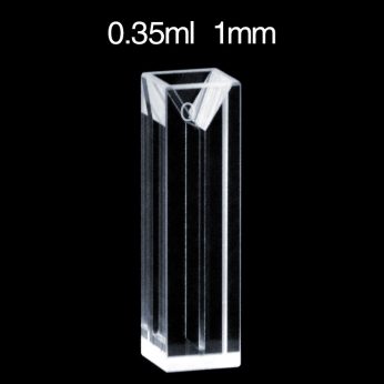Quartz 10mm Micro Volume Cuvette, 0.35ml, Molded 83, Four-Way Light, PTFE Cap, 1pc/ea, C104CE17