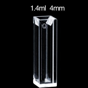 Quartz 10mm Micro Fluorescence Cuvette, 1.4 ml, Molded 83, Four-Way Light, PTFE Cap, 1pc/ea, C104CE20