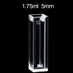 Quartz 10mm Micro Fluorescence Cuvette, 1.75 ml, Molded 83, Four-Way Light, PTFE Cap, 1pc/ea, C104CE21