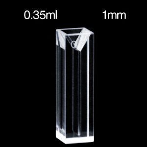 Quartz 10mm Fluorescence Micro Cuvette, 0.35ml, Molded 83, Four-Way Light, PTFE Cap, 1pc/ea, C104CE22