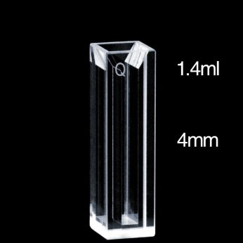 Quartz 10mm Fluorescence Micro Cuvette, 1.4ml, Molded 83, Four-Way Light, PTFE Cap, 1pc/ea, C104CE25