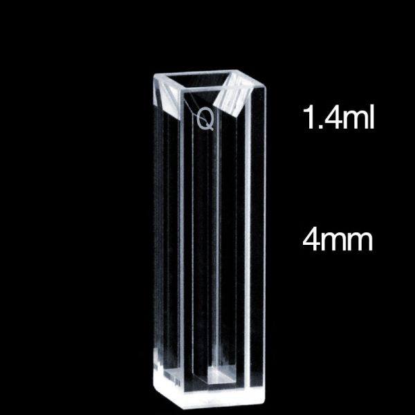 C104CE25 10mm Fluorescence Micro Cuvette 1.4ml Four Way Light PTFE Cap 1pc ea