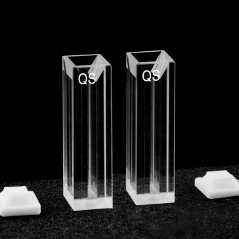 Quartz 10mm Fluorescence Micro Cuvette, 1050ul, Molded 83, Four-Way Light, PTFE Cap, Pack of Two, C104CE3