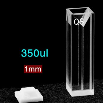Quartz 10mm Fluorescence Micro Cuvette, 350ul, Molded 83, Four-Way Light, PTFE Cap, 1pc/ea, C104CE4