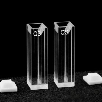 Quartz 10mm Fluorescence Micro Cuvette, 1050ul, Molded 83, Four-Way Light, PTFE Cap, Pack of Two, C104CE7
