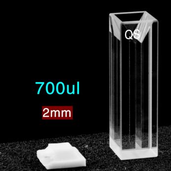 Quartz 10mm Fluorescence Micro Cuvette, 700ul, Molded 83, Four-Way Light, PTFE Cap, 1pc/ea, C104CE8