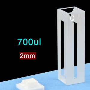 Quartz 10mm Fluorescence Micro Cuvette, 700ul, Sintered 83, Four-Way Light, PTFE Cap, 1pc/ea, C104CR10