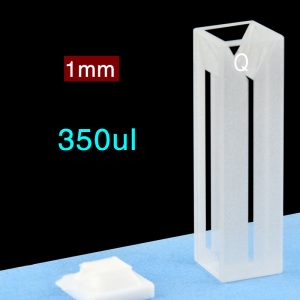 Quartz 10mm Fluorescence Micro Cuvette, 350ul, Sintered 83, Four-Way Light, PTFE Cap, 1pc/ea, C104CR17
