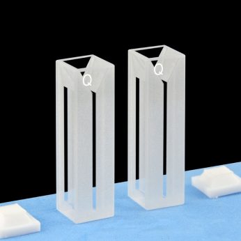 Quartz 10mm Fluorescence Micro Cuvette, 350ul, Sintered 83, Four-Way Light, PTFE Cap, Pack of Two, C104CR18