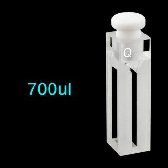Quartz 10mm Stoppered Micro Cuvette, 0.7ml, Sintered 83, Four-Way Light, PTFE Cap, 1pc/ea, C104CR23