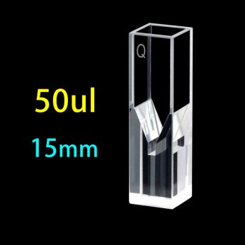 Quartz 10mm Micro Volume Cuvette, 50ul, Standard 80, Four-Way Light, PTFE Cap, 1pc/ea, C104CS