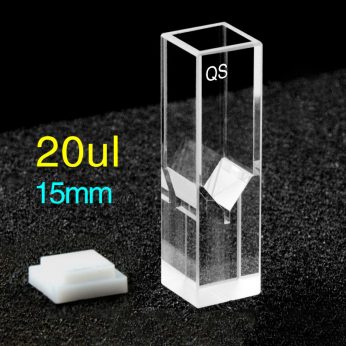 Quartz 10mm Micro Volume Cuvette, 20ul, Standard 80, Four-Way Light, PTFE Cap, 1pc/ea, C104CS13