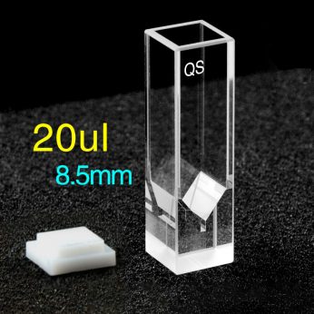 Quartz 10mm Micro Volume Cuvette, 20ul, Standard 80, Four-Way Light, PTFE Cap, 1pc/ea, C104CS14