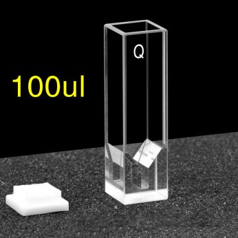 Quartz 10mm Micro Volume Cuvette, 100ul, Standard 80, Four-Way Light, PTFE Cap, 1pc/ea, C104CS16