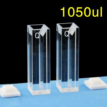 Quartz 10mm Fluorescence Micro Cuvette, 1050ul, Standard 80, Four-Way Light, PTFE Cap, Pack of Two, C104CS23