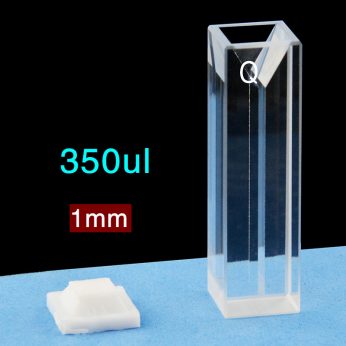 Quartz 10mm Fluorescence Micro Cuvette, 350ul, Standard 80, Four-Way Light, PTFE Cap, 1pc/ea, C104CS24