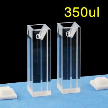 Quartz 10mm Fluorescence Micro Cuvette, 350ul, Standard 80, Four-Way Light, PTFE Cap, Pack of Two, C104CS25