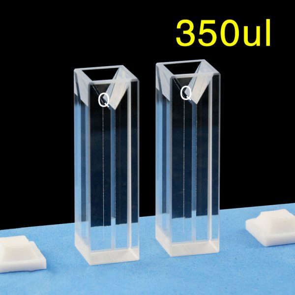 C104CS25 10mm Fluorescence Micro Cuvette 350ul Four Way Light PTFE Cap Pack of Two