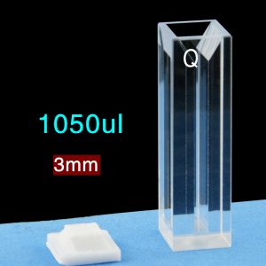 Quartz 10mm Fluorescence Micro Cuvette, 1050ul, Standard 80, Four-Way Light, PTFE Cap, 1pc/ea, C104CS26