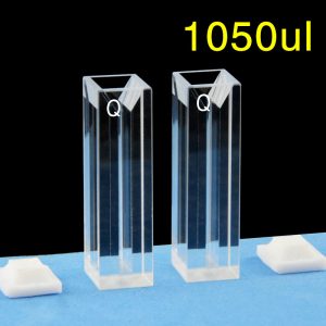 Quartz 10mm Fluorescence Micro Cuvette, 1050ul, Standard 80, Four-Way Light, PTFE Cap, Pack of Two, C104CS27