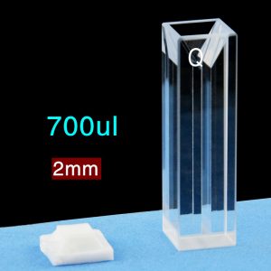 Quartz 10mm Fluorescence Micro Cuvette, 700ul, Standard 80, Four-Way Light, PTFE Cap, 1pc/ea, C104CS28