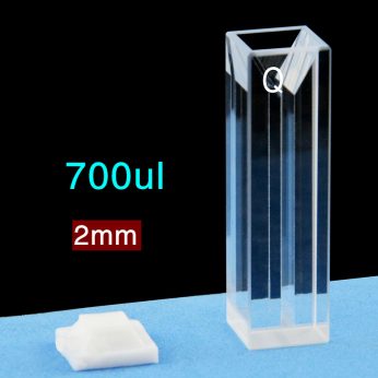 Quartz 10mm Fluorescence Micro Cuvette, 700ul, Standard 80, Four-Way Light, PTFE Cap, 1pc/ea, C104CS28