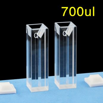 Quartz 10mm Fluorescence Micro Cuvette, 700ul, Standard 80, Four-Way Light, PTFE Cap, 1pc/ea, C104CS29