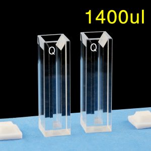 Quartz 10mm Fluorescence Micro Cuvette, 1400ul, Standard 80, Four-Way Light, PTFE Cap, 1pc/ea, C104CS31