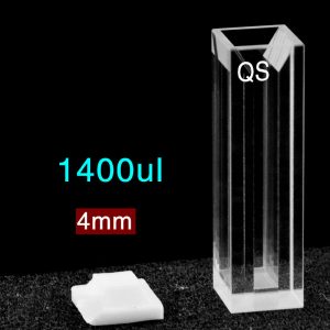 Quartz 10mm Fluorescence Micro Cuvette, 1400ul, Standard 80, Four-Way Light, PTFE Cap, 1pc/ea, C104CS34