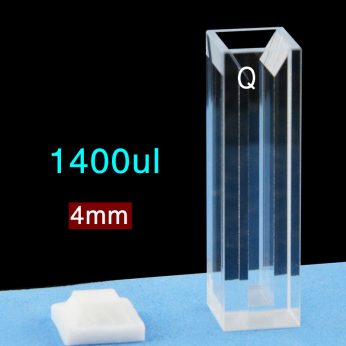 Quartz 10mm Fluorescence Micro Cuvette, 1400ul, Standard 80, Four-Way Light, PTFE Cap, 1pc/ea, C104CS36