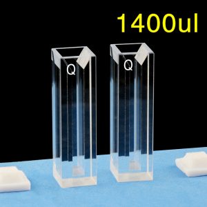 Quartz 10mm Fluorescence Micro Cuvette, 1400ul, Standard 80, Four-Way Light, PTFE Cap, 1pc/ea, C104CS37