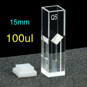 Quartz 10mm Ultra-Micro Cuvette, 100 µl, Standard 80, Four-Way Light, PTFE Cap, 1pc/ea, C104CS4