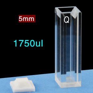 Quartz 10mm Fluorescence Ultra-Micro Cuvette, 1750ul, Standard 80, Four-Way Light, PTFE Cap, 1pc/ea, C104CS44