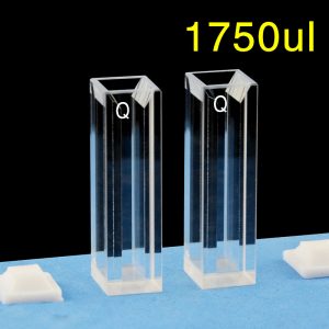 Quartz 10mm Fluorescence Ultra-Micro Cuvette, 1750ul, Standard 80, Four-Way Light, PTFE Cap, Pack of Two, C104CS45