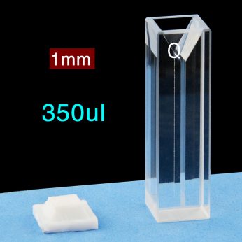 Quartz 10mm Fluorescence Micro Cuvette, 350ul, Standard 80, Four-Way Light, PTFE Cap, 1pc/ea, C104CS48