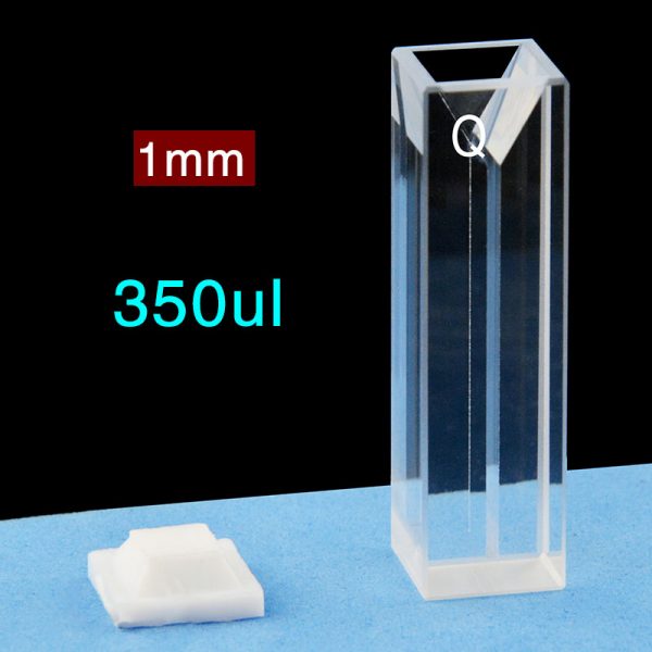 C104CS48 10mm Fluorescence Micro Cuvette 350ul Four Way Light PTFE Cap 1pc ea