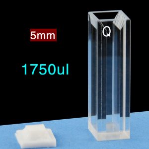 Quartz 10mm Fluorescence Micro Cuvette, 1750ul, Standard 80, Four-Way Light, PTFE Cap, 1pc/ea, C104CS50