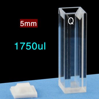 Quartz 10mm Fluorescence Micro Cuvette, 1750ul, Standard 80, Four-Way Light, PTFE Cap, 1pc/ea, C104CS50
