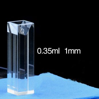 Quartz 10mm Micro Volume Cuvette, 0.35ml, Standard 80, Four-Way Light, PTFE Cap, 1pc/ea, C104CS52