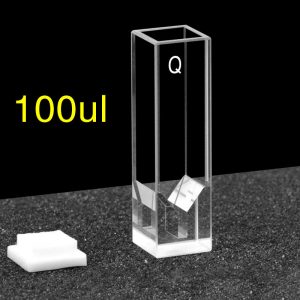 Quartz 10mm Fluorescence Cuvette Sample Chamber, 100ul, Standard 80, Four-Way Light, PTFE Cap, 1pc/ea, C104CS58