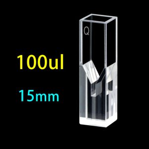 Quartz 10mm Fluorescence Ultra-Micro Cuvette, 100ul, Standard 80, Four-Way Light, PTFE Cap, 1pc/ea, C104CS62
