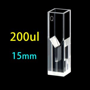 Quartz 10mm Fluorescence Ultra-Micro Cuvette, 200ul, Standard 80, Four-Way Light, PTFE Cap, 1pc/ea, C104CS65