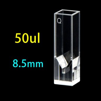 Quartz 10mm Micro Volume Cuvette, 50ul, Standard 80, Four-Way Light, PTFE Cap, 1pc/ea, C104CS7